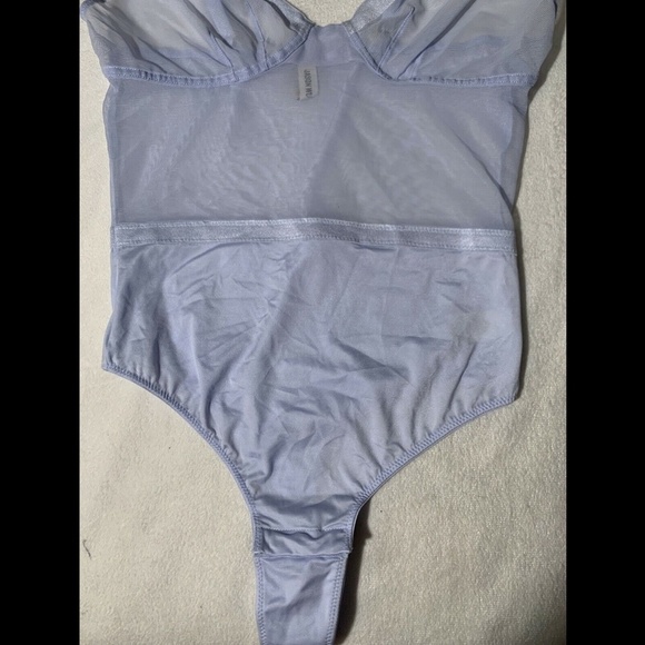 NWT $85 Jason Wu Mesh Band Underwire Thong Bodysuit Heather Ice [‎ Small ] - Picture 5 of 12